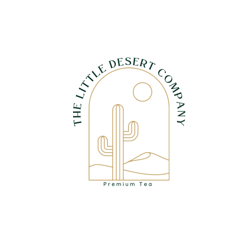 The Little Desert Company, premium tea (logo with desert background with hills, a single cactus)